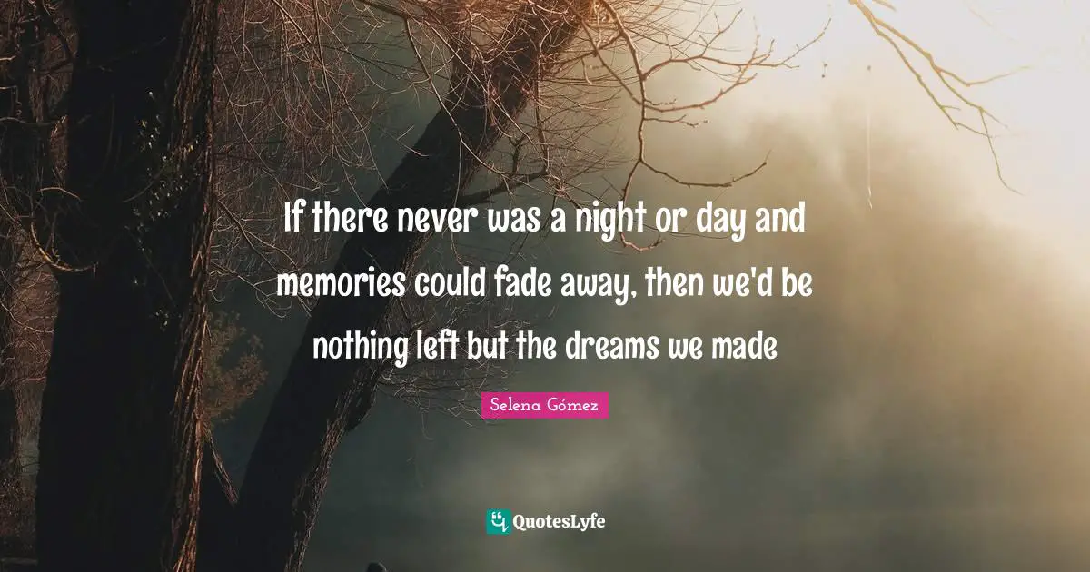 If there never was a night or day and memories could fade away, then we'd be nothing left but the dreams we made