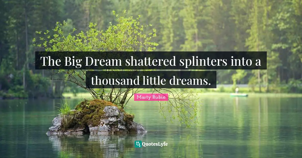 The Big Dream shattered splinters into a thousand little dreams.
