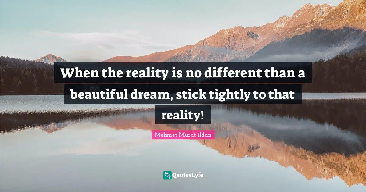 When the reality is no different than a beautiful dream, stick tightly to that reality!