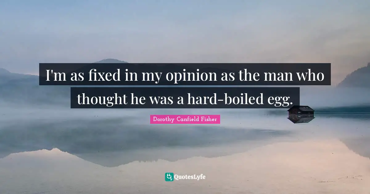 I'm as fixed in my opinion as the man who thought he was a hard-boiled egg.