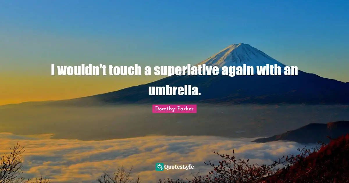 I wouldn't touch a superlative again with an umbrella.