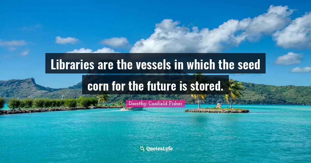Libraries are the vessels in which the seed corn for the future is stored.