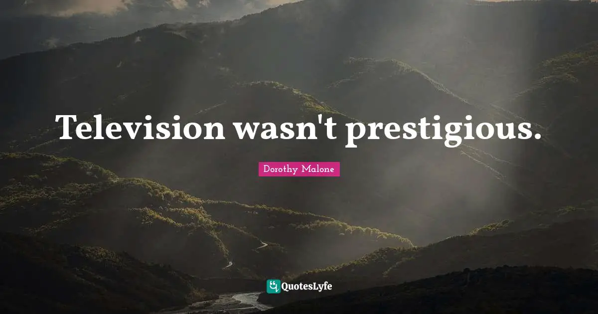 Dorothy Malone Quotes: "Television wasn't prestigious."