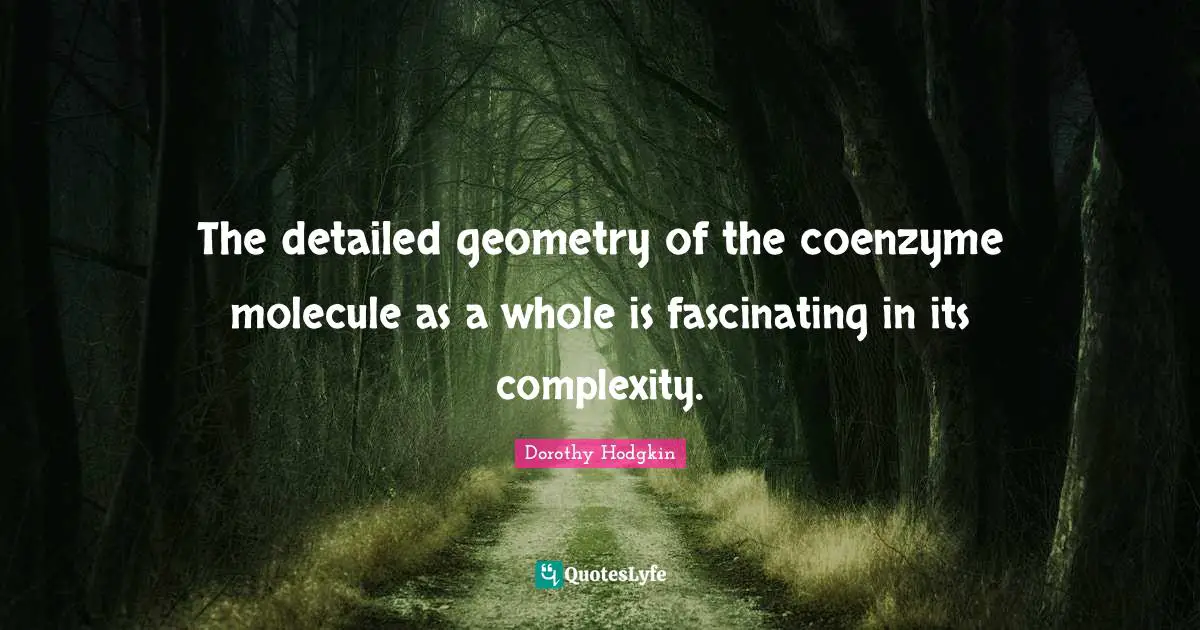 Complexity Quotes: "The detailed geometry of the coenzyme molecule as a whole is fascinating in its complexity."