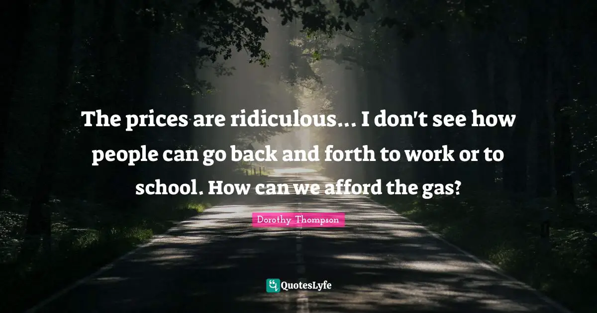 The prices are ridiculous... I don't see how people can go back and forth to work or to school. How can we afford the gas?
