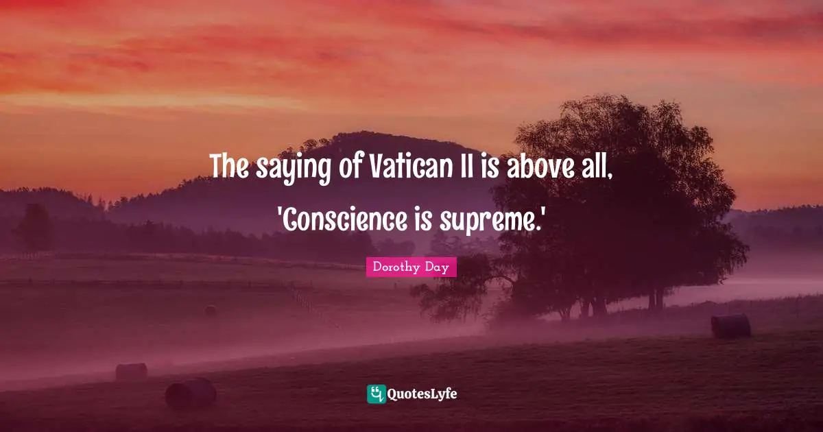 The saying of Vatican II is above all, 'Conscience is supreme.'