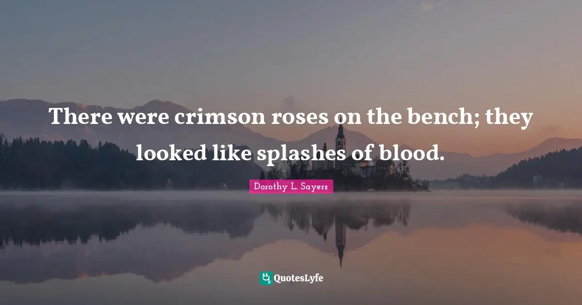 There were crimson roses on the bench; they looked like splashes of blood.