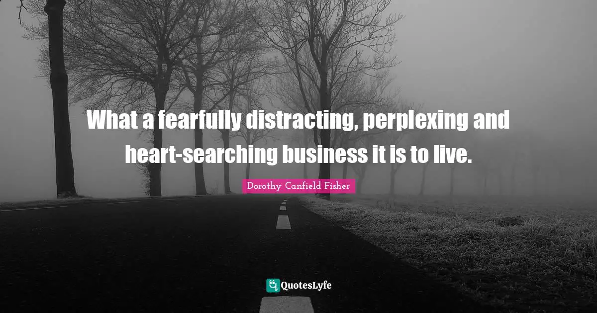 What a fearfully distracting, perplexing and heart-searching business it is to live.