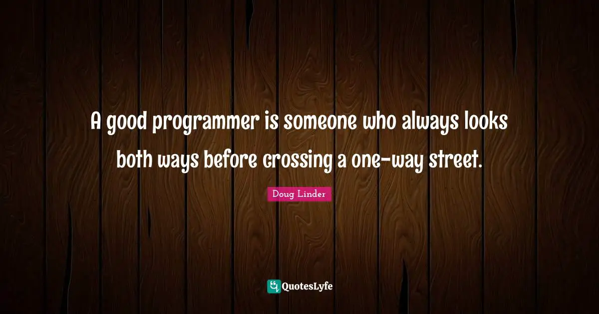 A good programmer is someone who always looks both ways before crossing a one-way street.