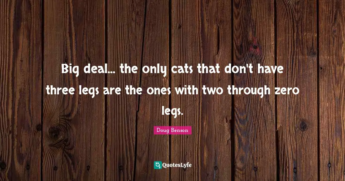 Big deal... the only cats that don't have three legs are the ones with two through zero legs.