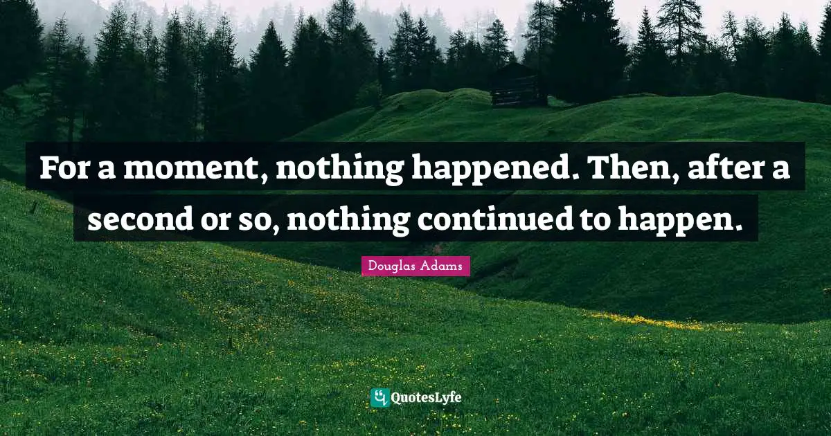 Guide Quotes: "For a moment, nothing happened. Then, after a second or so, nothing continued to happen."