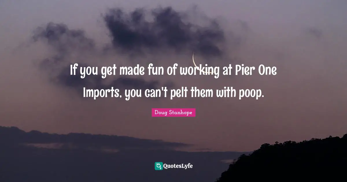 If you get made fun of working at Pier One Imports, you can't pelt them with poop.
