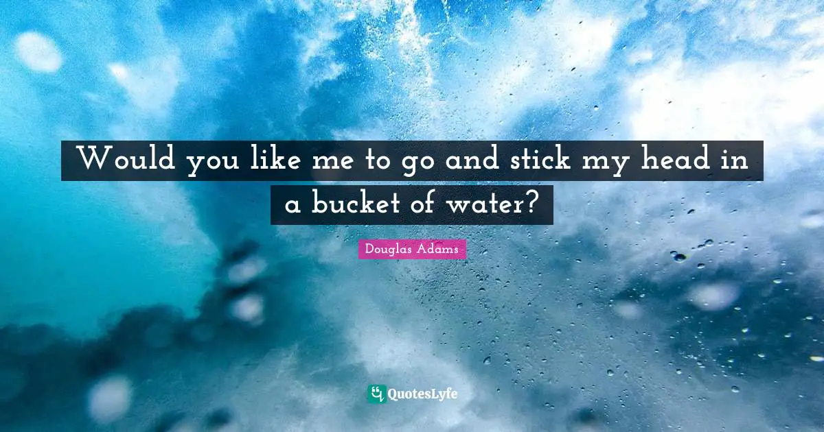 Would you like me to go and stick my head in a bucket of water?