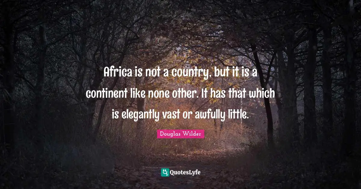 Africa is not a country, but it is a continent like none other. It has that which is elegantly vast or awfully little.