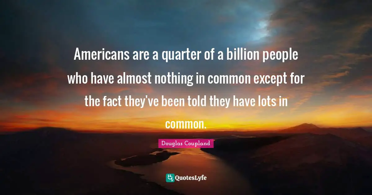 Americans are a quarter of a billion people who have almost nothing in common except for the fact they've been told they have lots in common.
