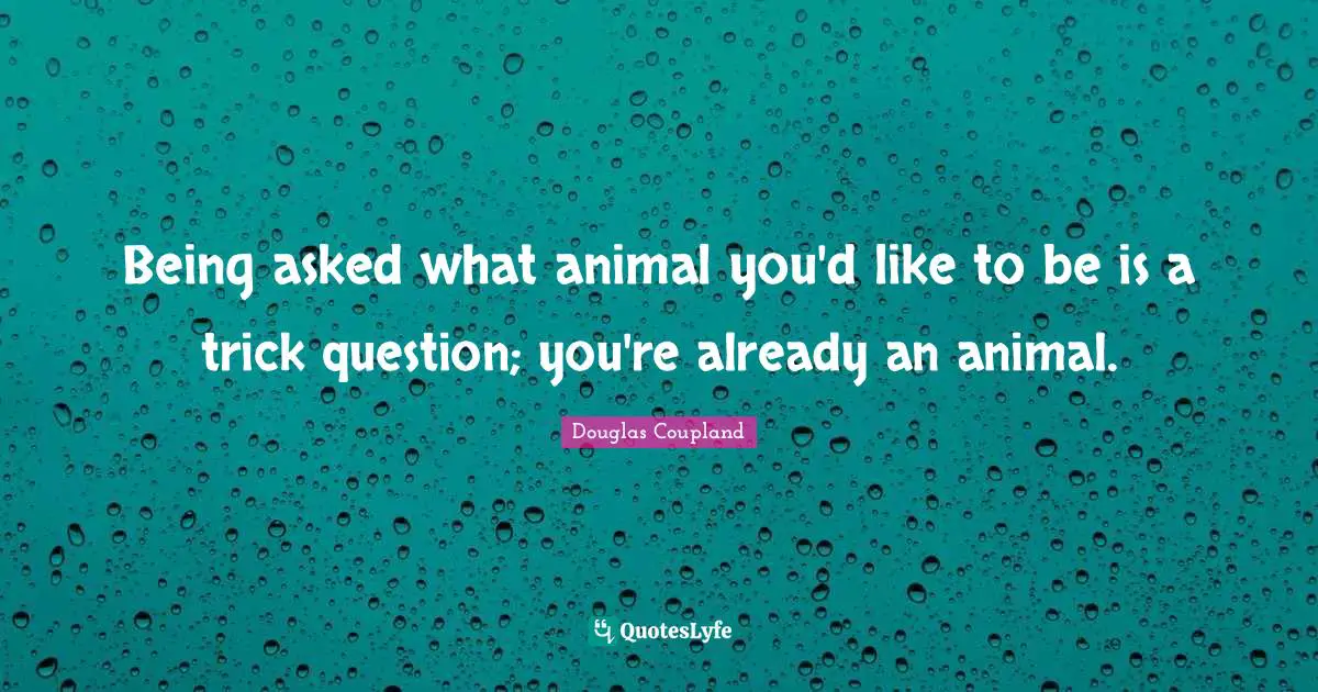 Being asked what animal you'd like to be is a trick question; you're already an animal.