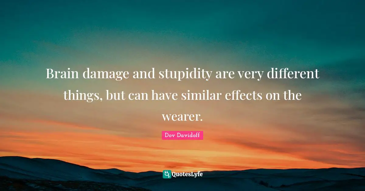 Brain damage and stupidity are very different things, but can have similar effects on the wearer.