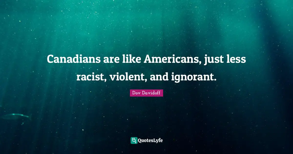 Canadians are like Americans, just less racist, violent, and ignorant.