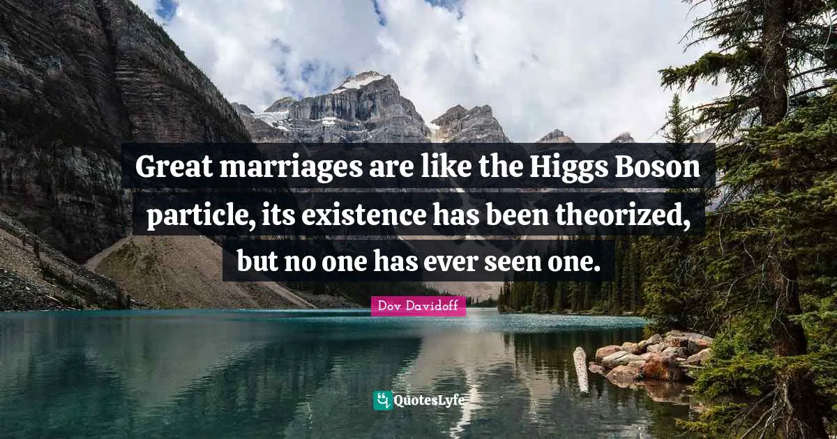 Great marriages are like the Higgs Boson particle, its existence has been theorized, but no one has ever seen one.