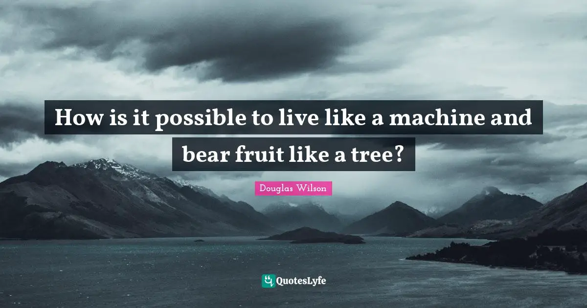 How is it possible to live like a machine and bear fruit like a tree?
