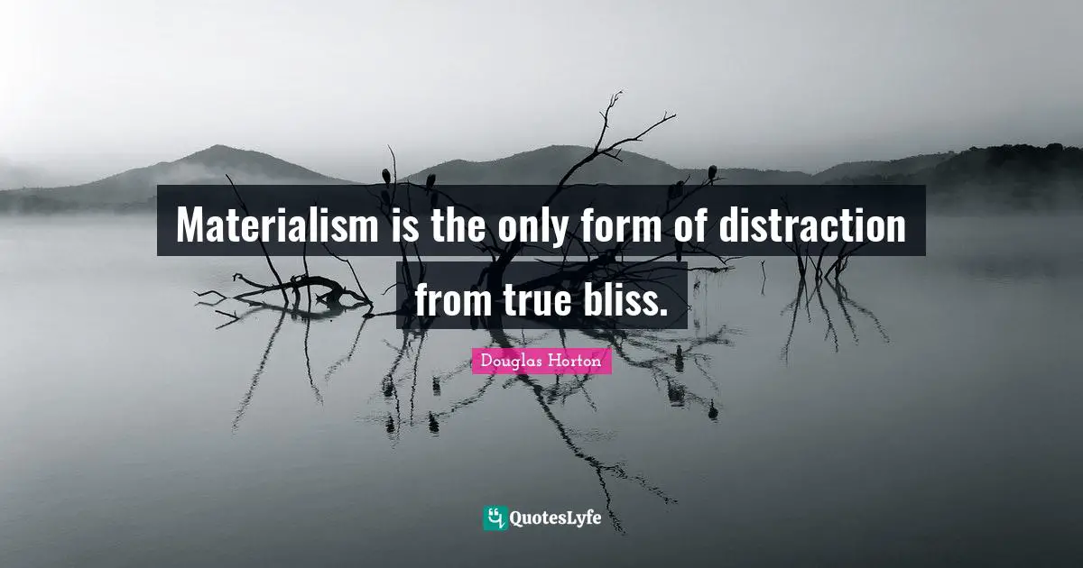 Materialism Quotes: "Materialism is the only form of distraction from true bliss."