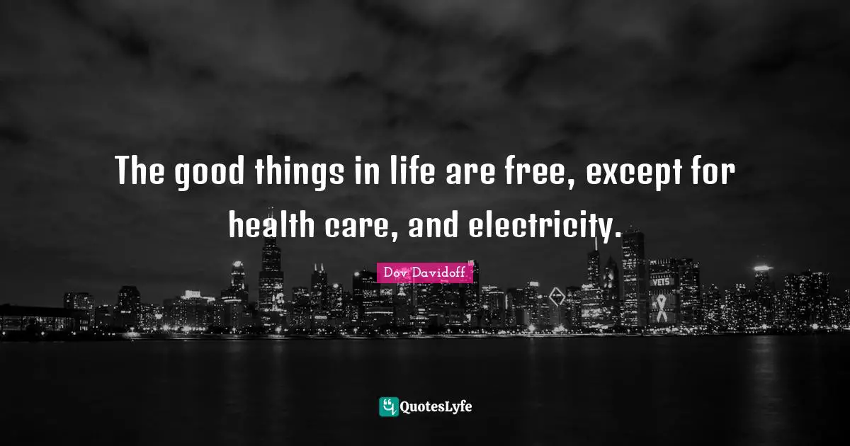 The good things in life are free, except for health care, and electricity.