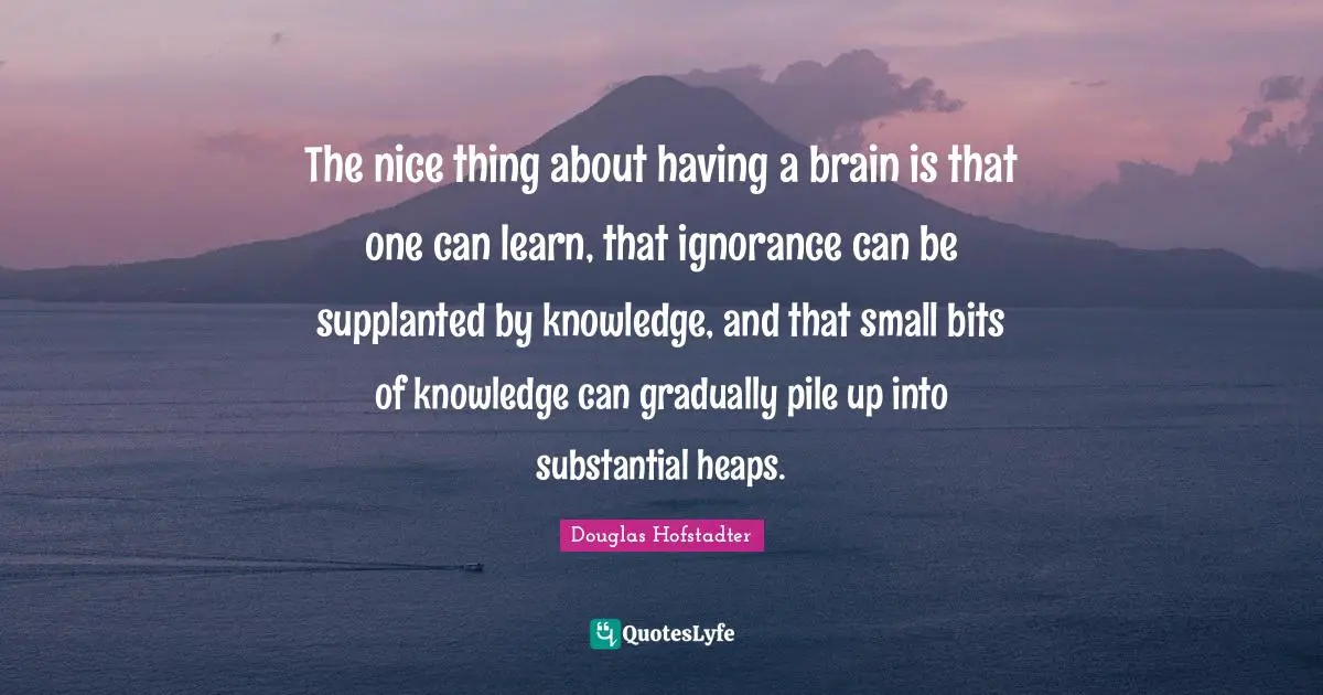 The nice thing about having a brain is that one can learn, that ignorance can be supplanted by knowledge, and that small bits of knowledge can gradually pile up into substantial heaps.