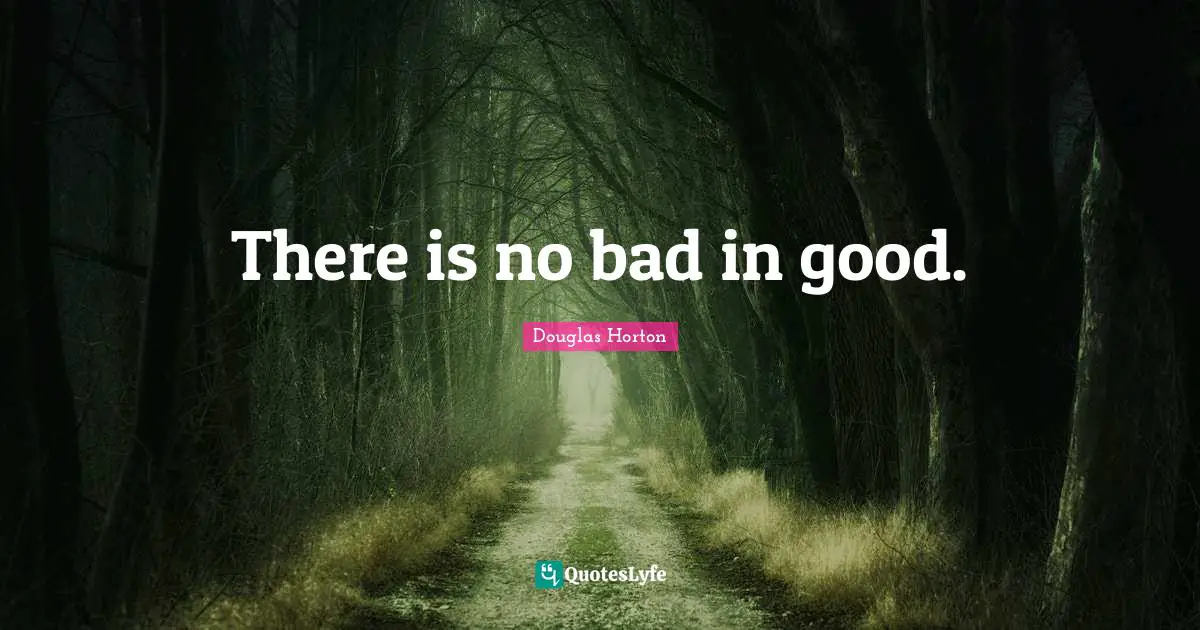 There is no bad in good.