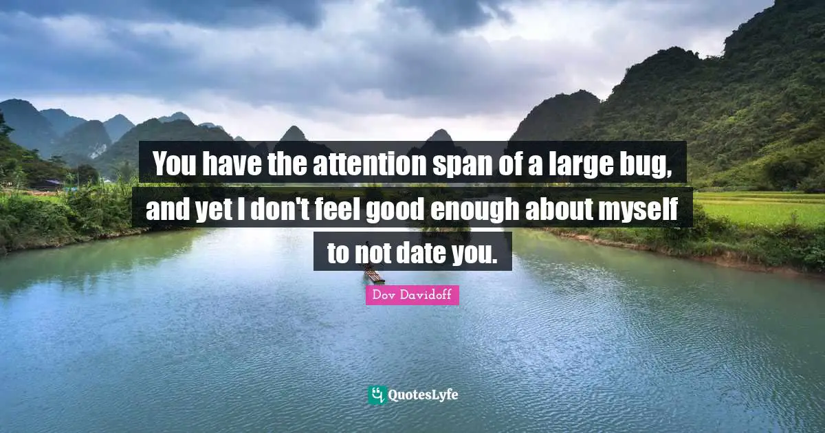 You have the attention span of a large bug, and yet I don't feel good enough about myself to not date you.