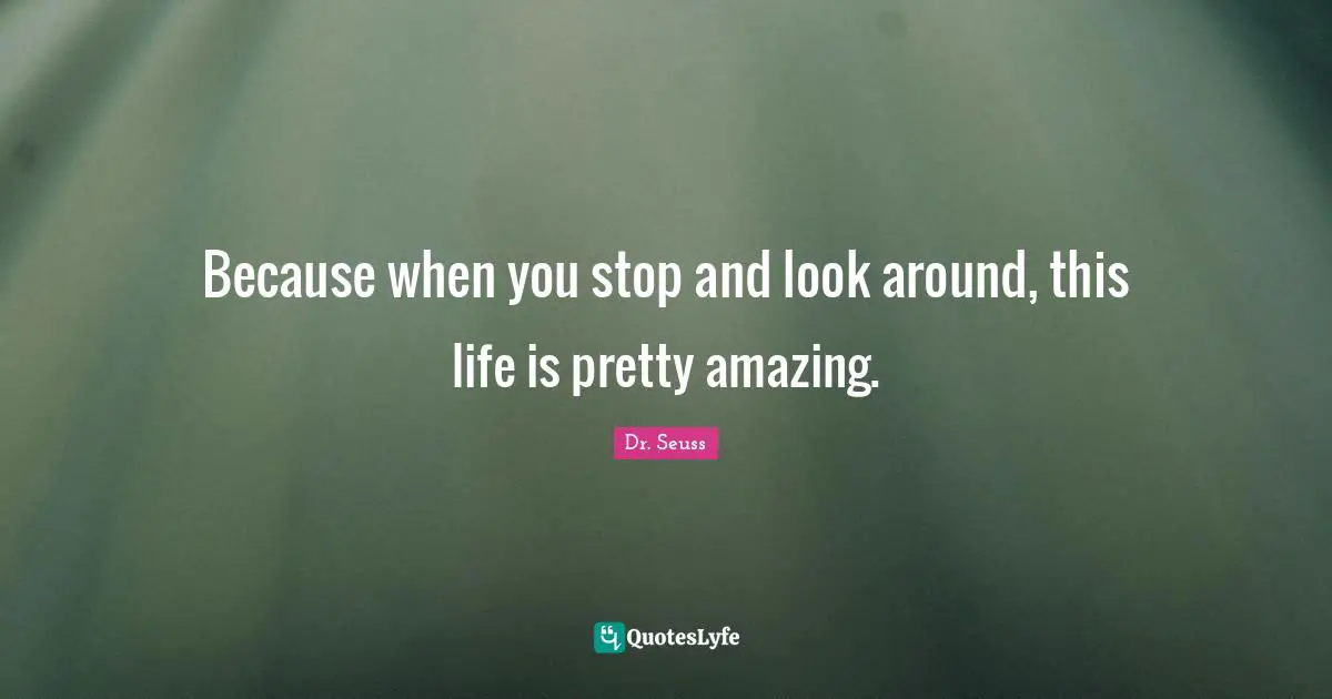 Dr. Seuss Quotes: Because when you stop and look around, this life is pretty amazing.