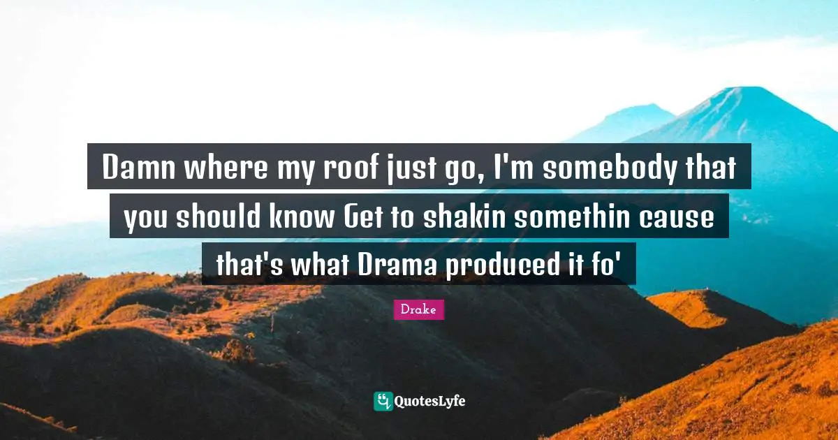 Damn where my roof just go, I'm somebody that you should know Get to shakin somethin cause that's what Drama produced it fo'