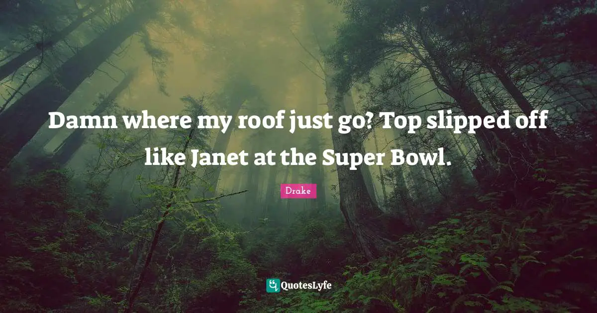 Damn where my roof just go? Top slipped off like Janet at the Super Bowl.