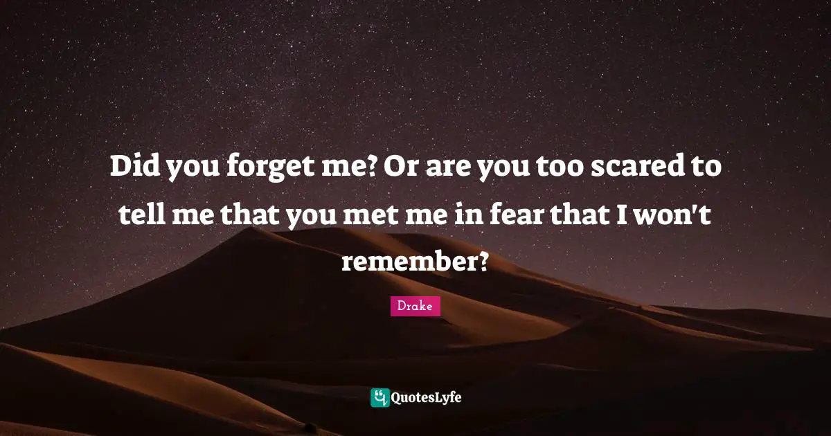 Did you forget me? Or are you too scared to tell me that you met me in fear that I won't remember?