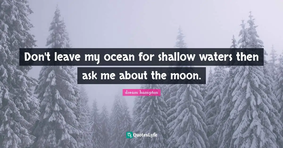C. B.Hampton Quotes: "Don't leave my ocean for shallow waters then ask me about the moon."