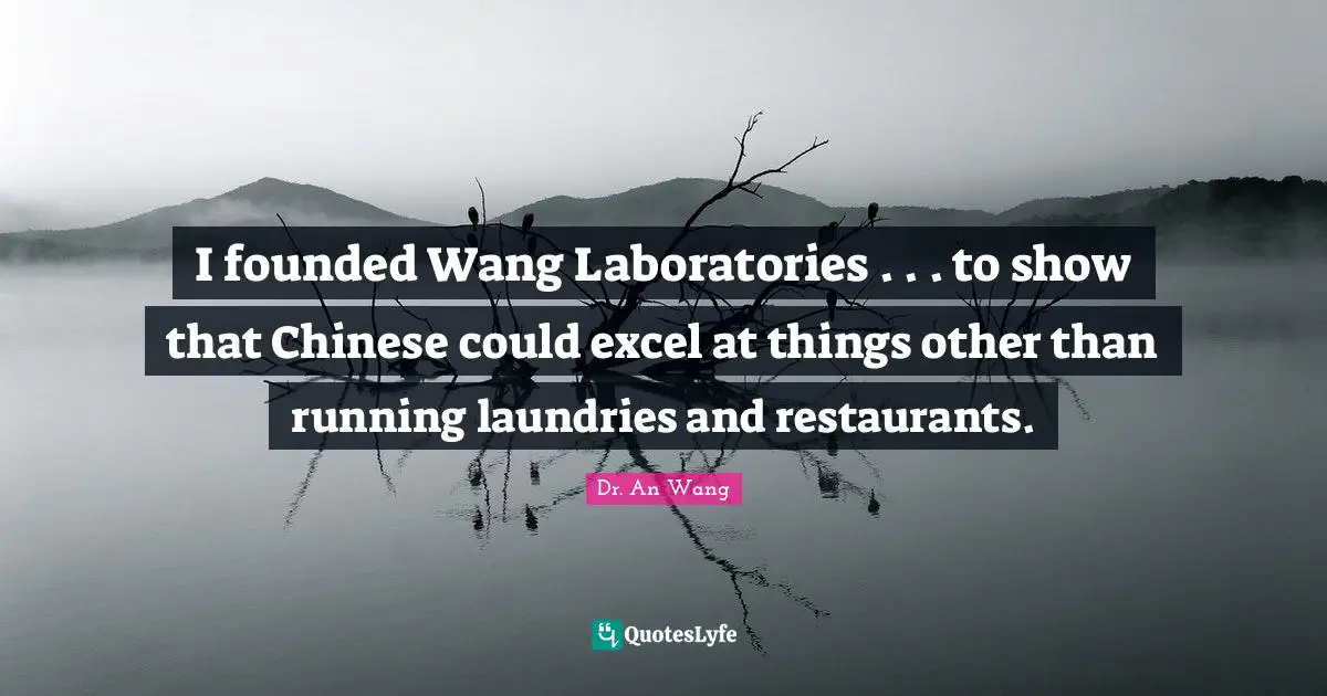 I founded Wang Laboratories . . . to show that Chinese could excel at things other than running laundries and restaurants.
