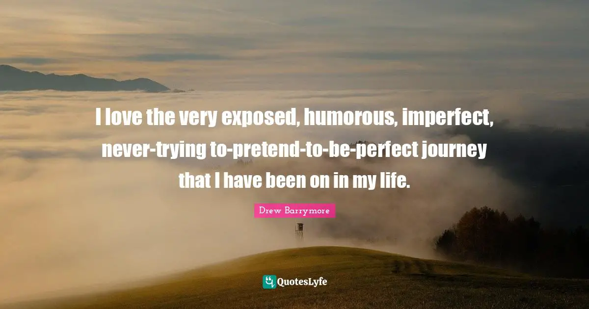 I love the very exposed, humorous, imperfect, never-trying to-pretend-to-be-perfect journey that I have been on in my life.