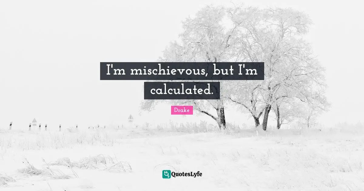 I'm mischievous, but I'm calculated.