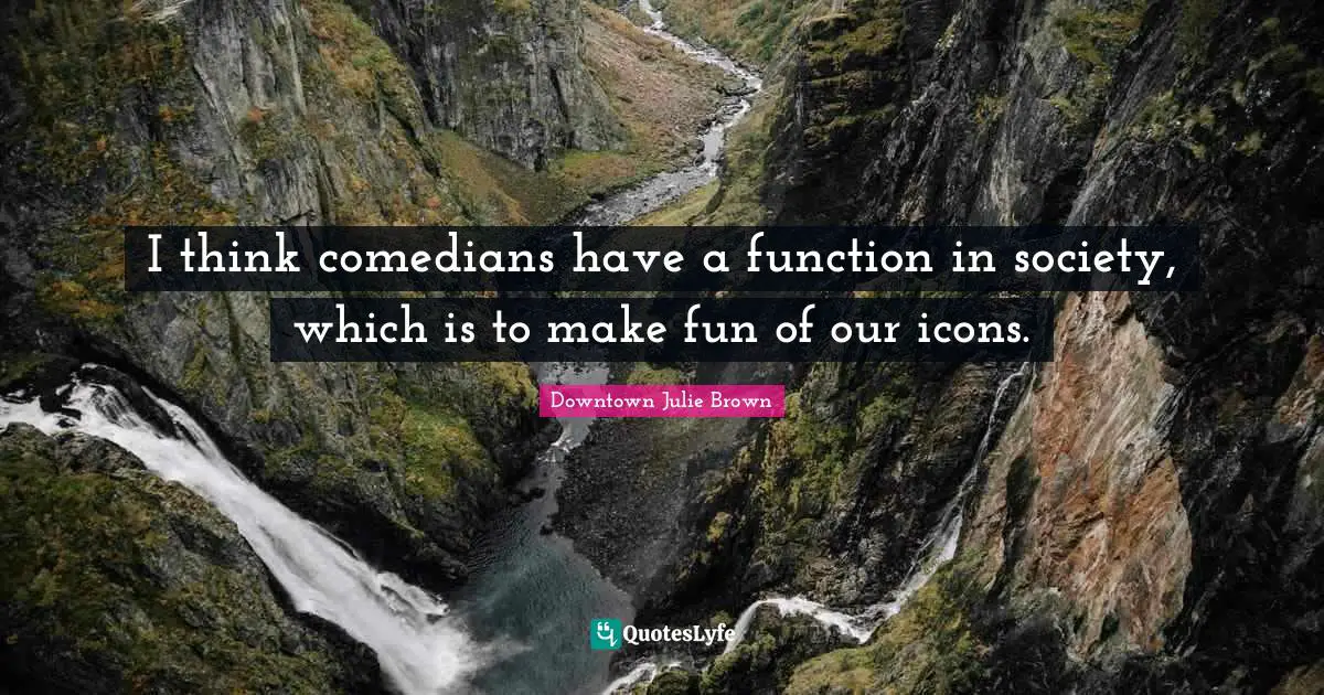 I think comedians have a function in society, which is to make fun of our icons.