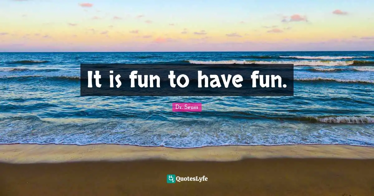 It is fun to have fun.