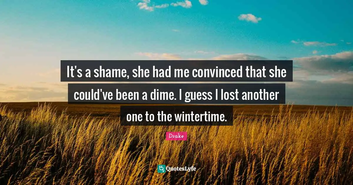 It's a shame, she had me convinced that she could've been a dime. I guess I lost another one to the wintertime.