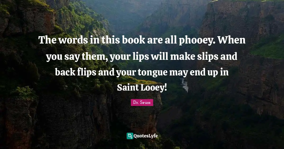 The words in this book are all phooey. When you say them, your lips will make slips and back flips and your tongue may end up in Saint Looey!