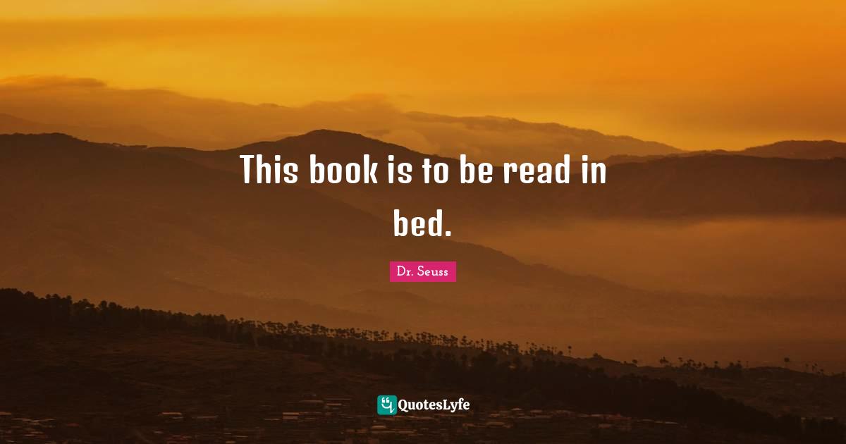 This book is to be read in bed.