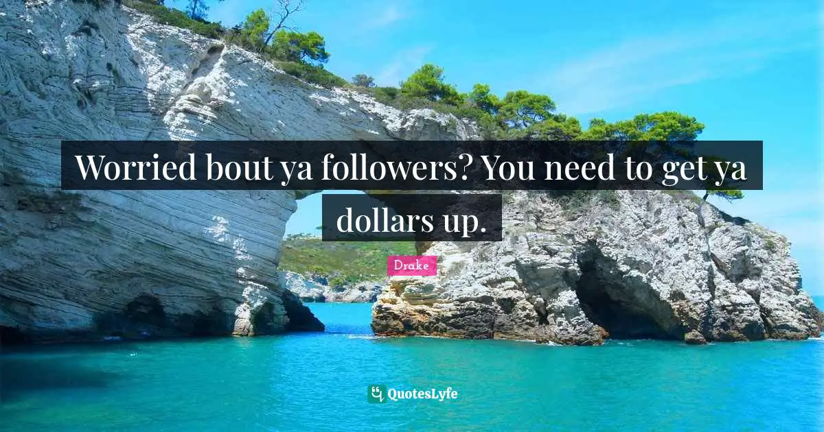 Dollars Quotes: "Worried bout ya followers? You need to get ya dollars up."