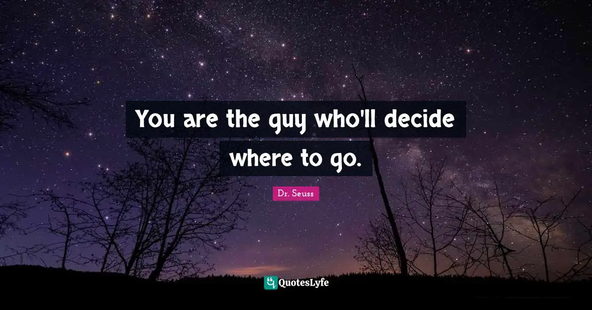 You are the guy who'll decide where to go.