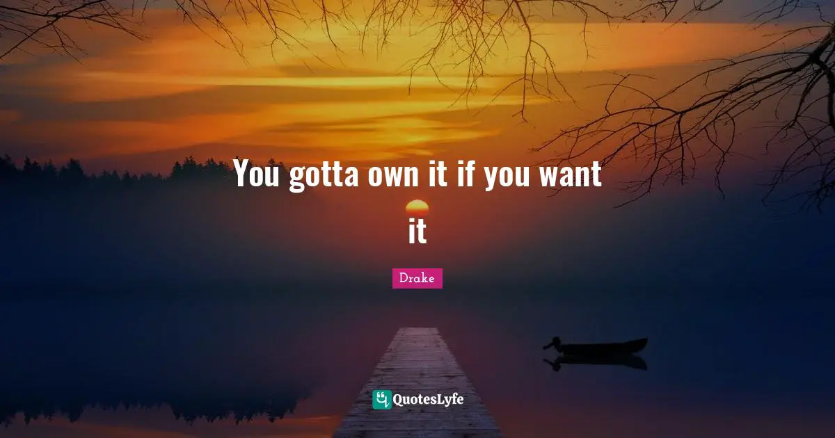 You gotta own it if you want it