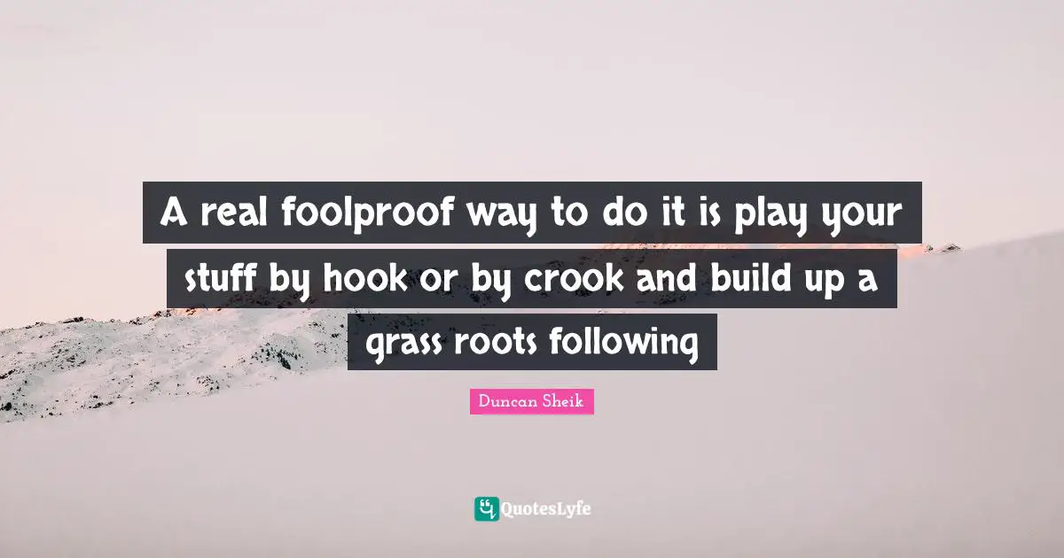 Duncan Sheik Quotes: "A real foolproof way to do it is play your stuff by hook or by crook and build up a grass roots following"