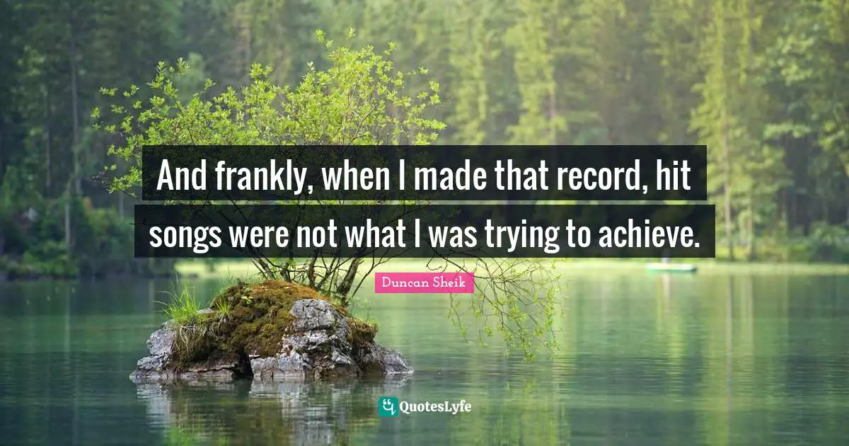 And frankly, when I made that record, hit songs were not what I was trying to achieve.