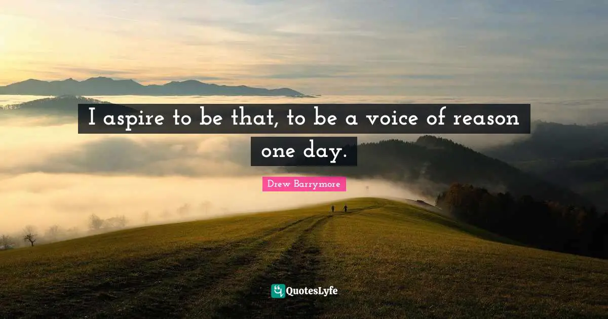 I aspire to be that, to be a voice of reason one day.