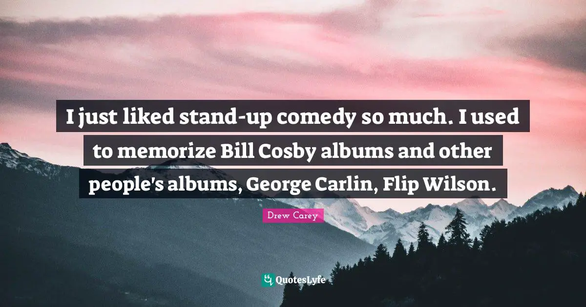 I just liked stand-up comedy so much. I used to memorize Bill Cosby albums and other people's albums, George Carlin, Flip Wilson.