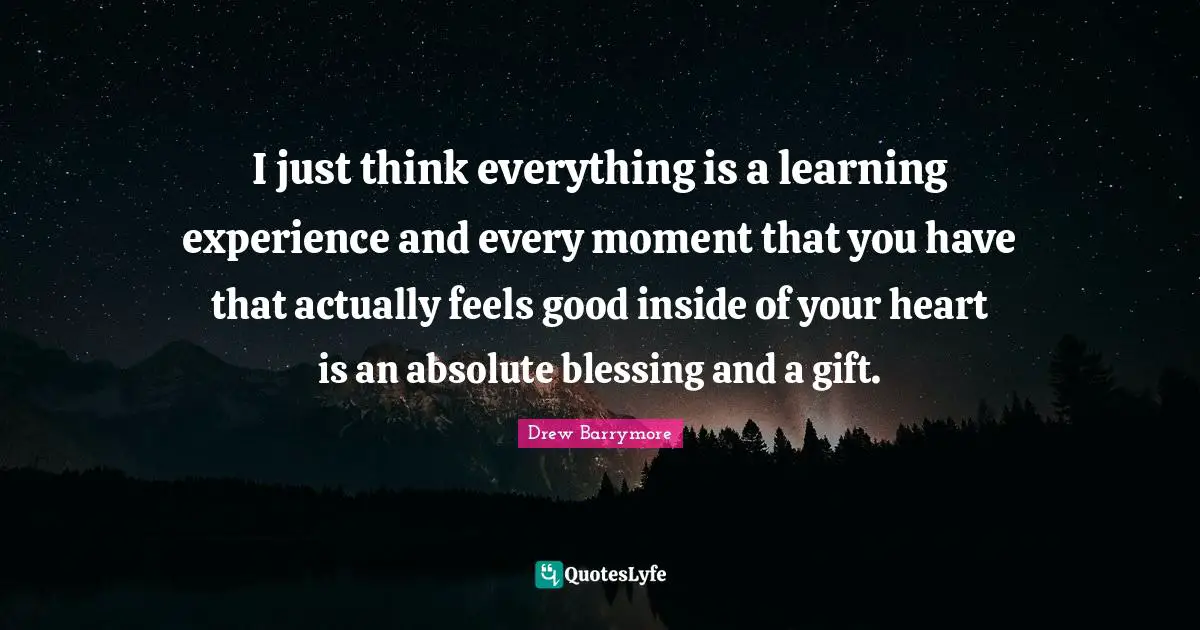 Learning Experience Quotes: "I just think everything is a learning experience and every moment that you have that actually feels good inside of your heart is an absolute blessing and a gift."